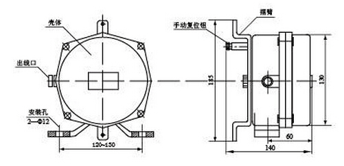 HFKLT2-II双向拉绳开关外形结构图